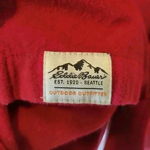 Eddie Bauer Outdoor Outfitter Red Cotton Flannel Button Down, Size XL - Picture 8 of 9